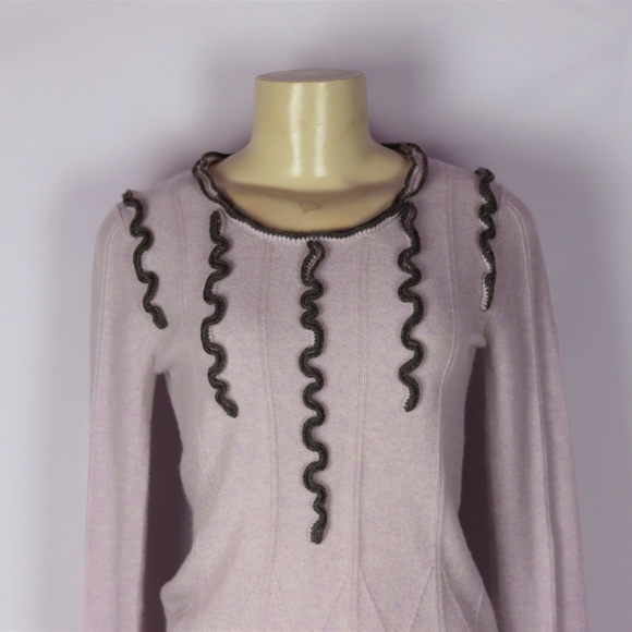 TSESAY PINK W/RUFFLE ACCENT CASHMERE SWEATER S - Picture 3 of 4